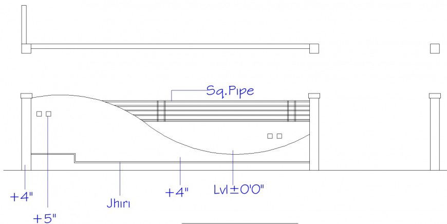 2d view of compound wall CAD block layout file in dwg format