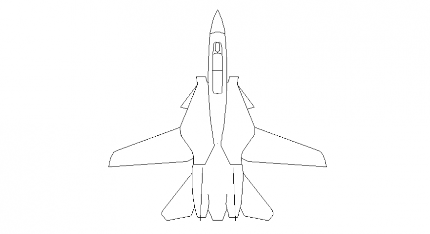 2d view CAD drawings of jet plane vehicle block dwg file