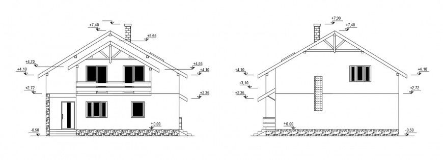 2d view CAD drawings details of house elevation dwg autocad file