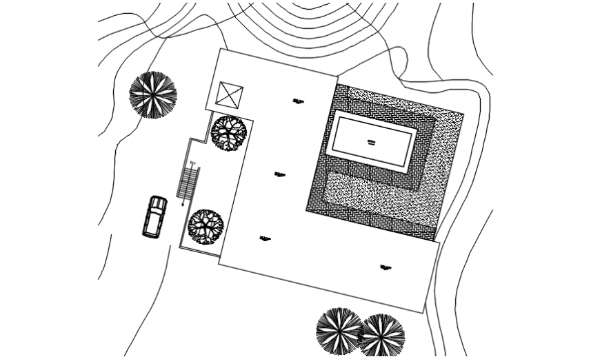2d view contour planning of area layout autocad file