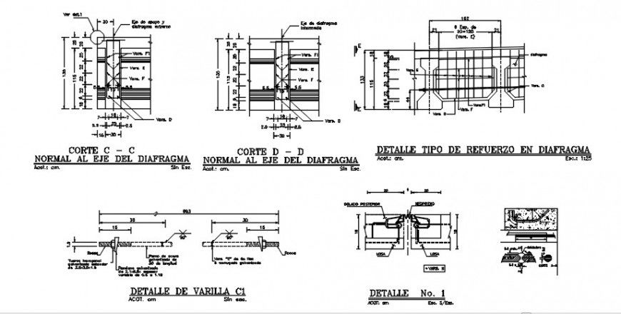 2d view drawings detail of bridge structure autocad software file