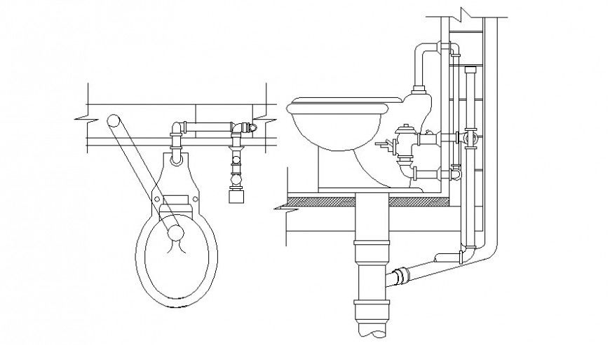 2d view drawings details of sanitary blocks water closet dwg file