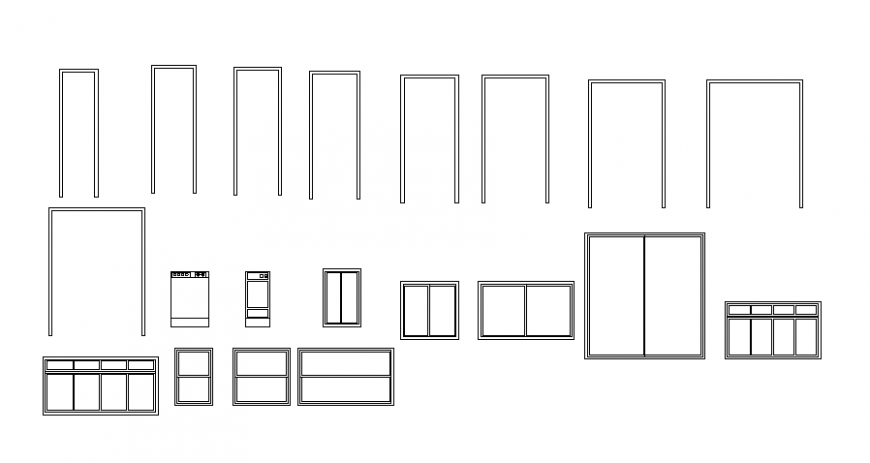 2d view drawings of door window block details autocad file