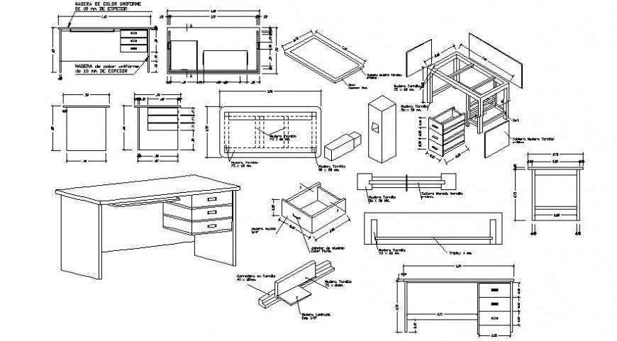 2d view drawings of furniture blocks layout autocad software file