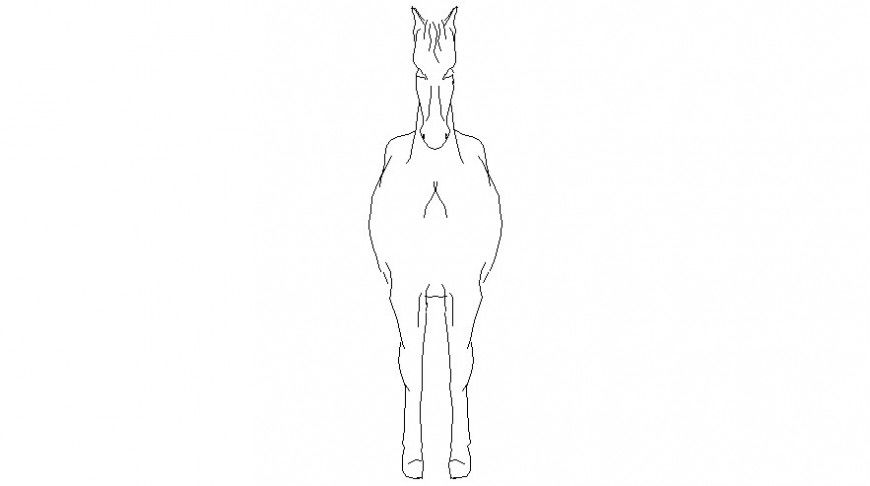 2d view drawings of horse elevation animal blocks dwg autocad file