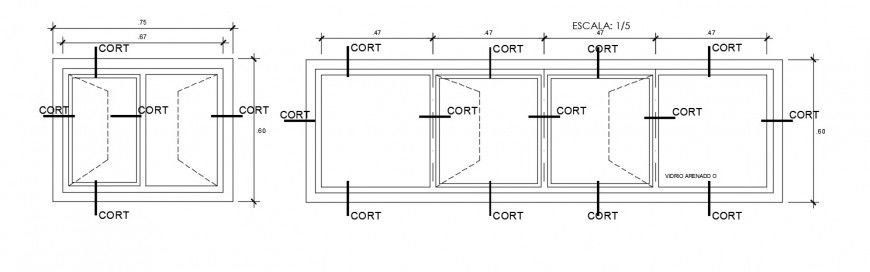 2d view drawings of window design frame autocad file