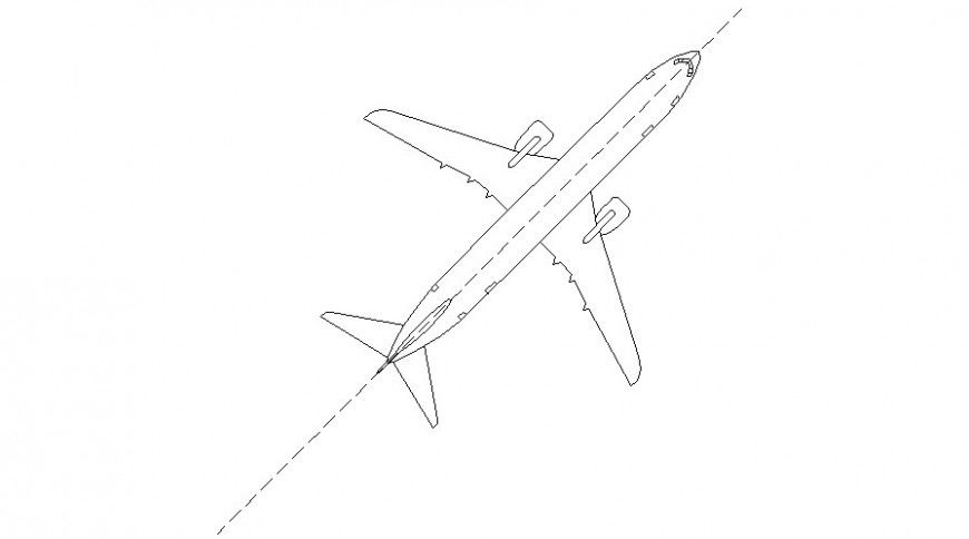 2d view elevation drawings of airplane Autocad software file