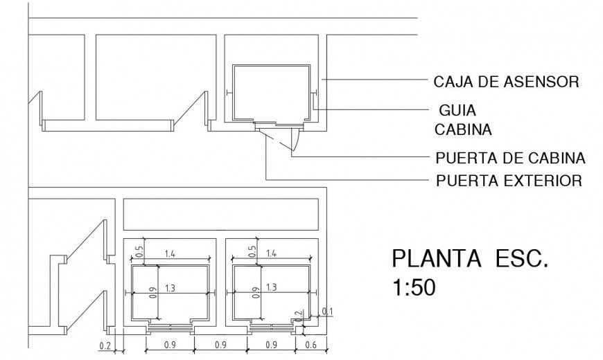2d view elevation of elevator autocad software file