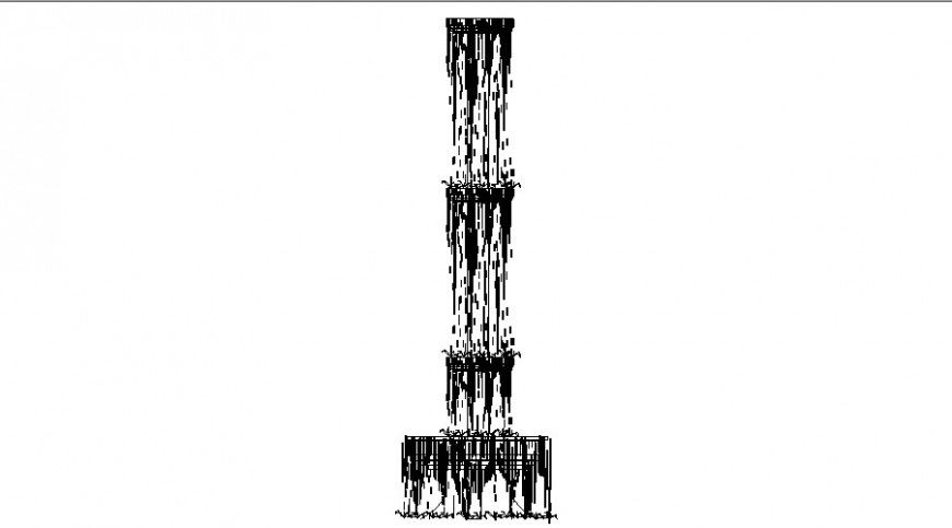 2d view Elevation of fountain design layout drawing in autocad format