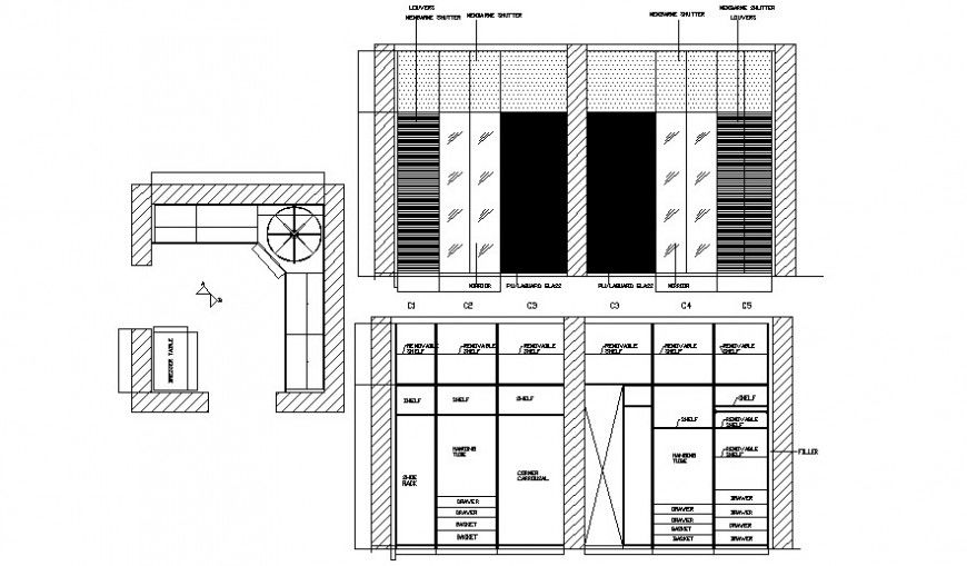 2d view elevation of furniture blocks desk autocad software file