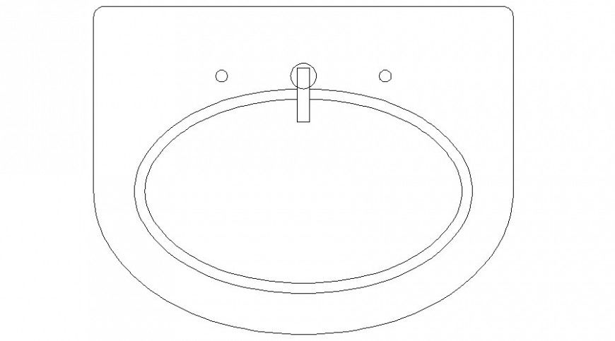 2d view elevation of sanitary washbasin autocad software file