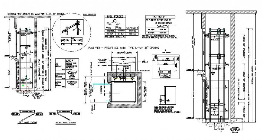 2d view elevator block CAD mechanical unit layout dwg file