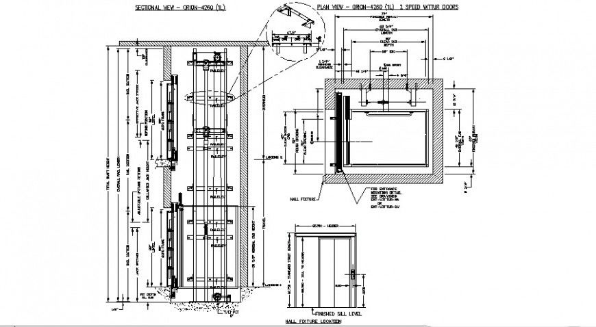 2d view elevator block detail CAD unit block dwg file