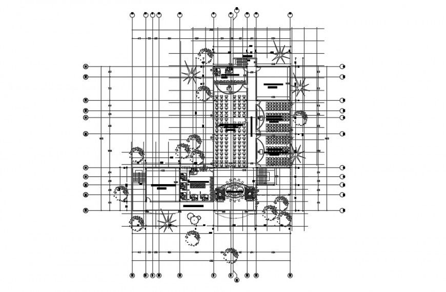 2d view floor plan details of college building AutoCAD file