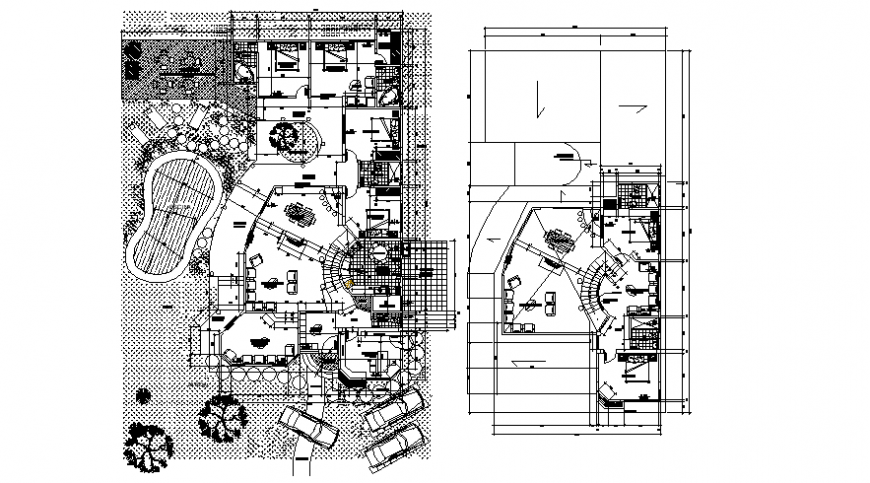 2d view floor plan drawings details of housing apartments autocad software file
