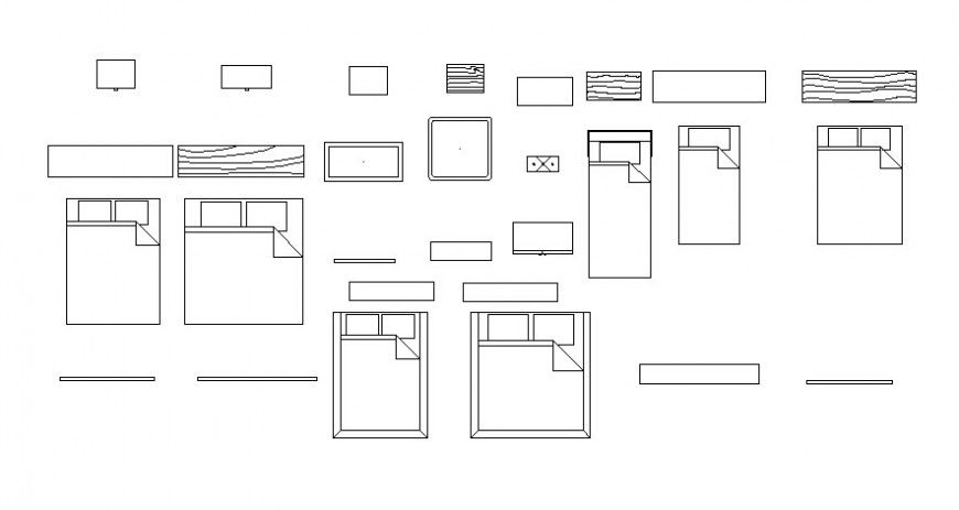 2d view furniture layout blocks drawings elevation autocad file