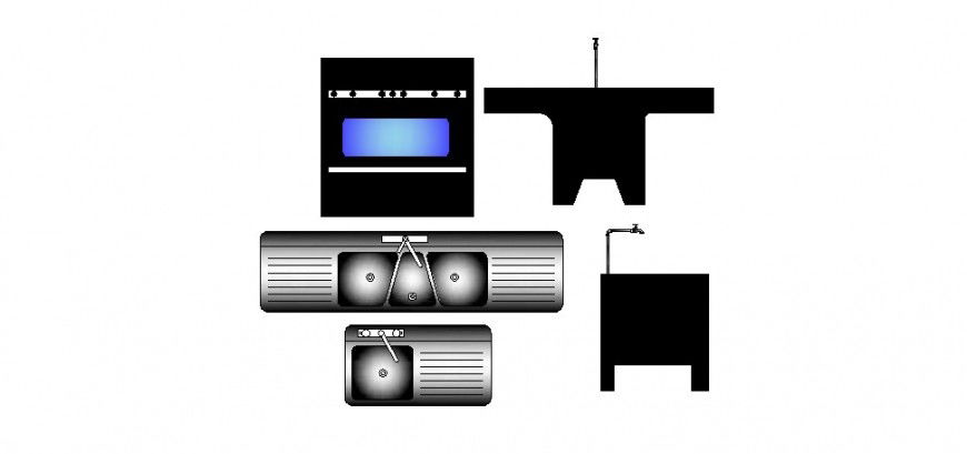 2d view Kitchen equipment detail CAD block layout autocad file