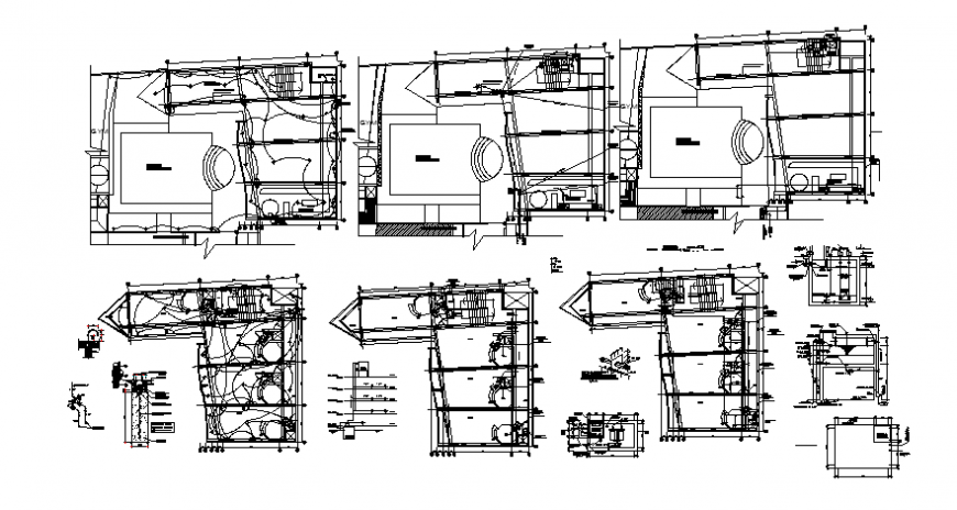 2d view layout plan of building with electrical installation details autocad file