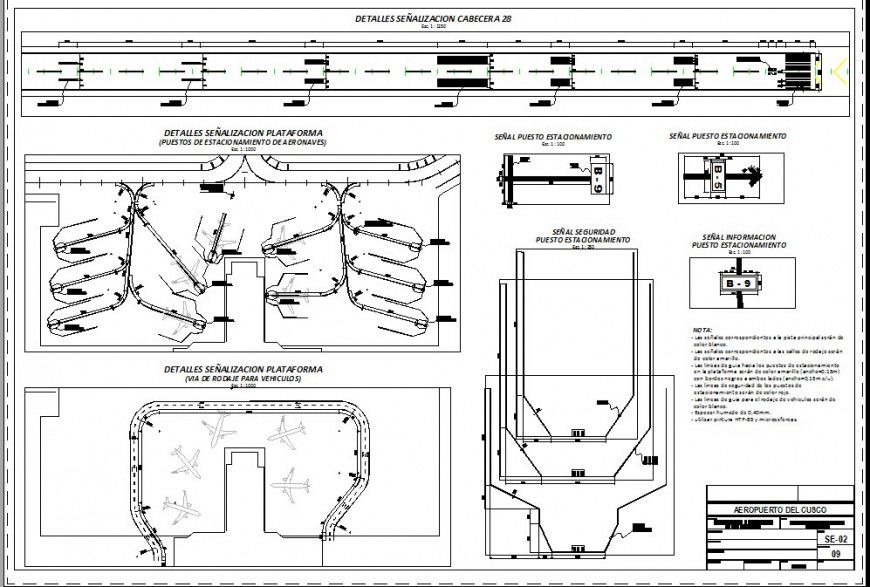 2d view of Airport system layout file in autocad format