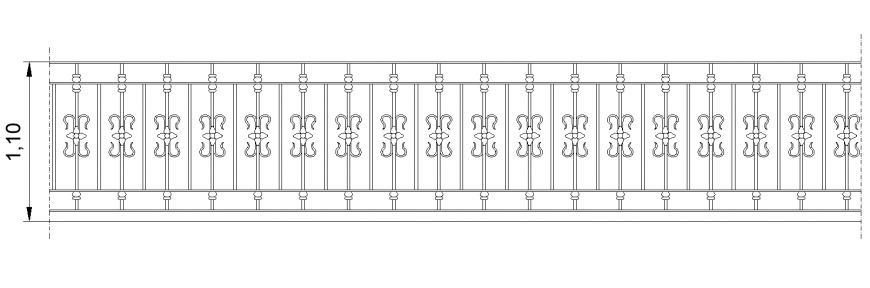 2d view of Balustrade detail elevation CAd blocks layout flle