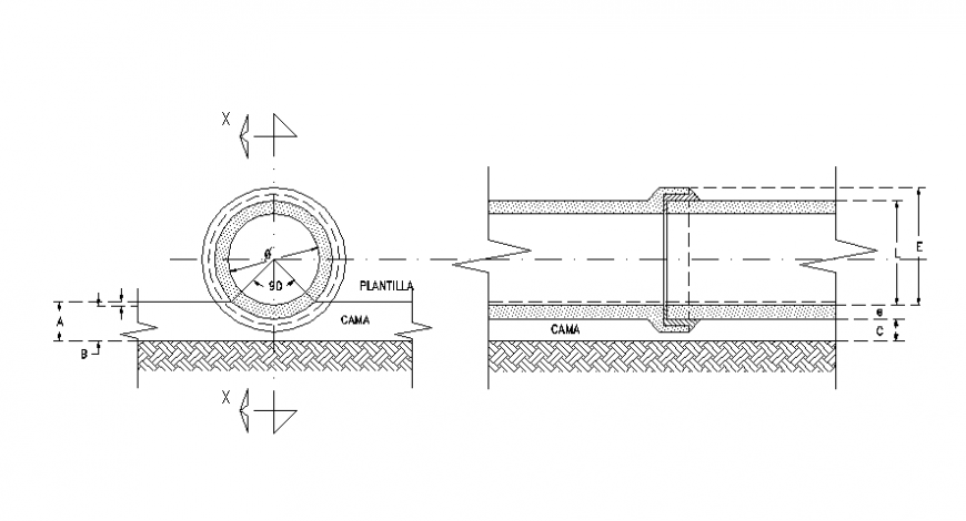 2d view of construction units blocks plan and section autocad file