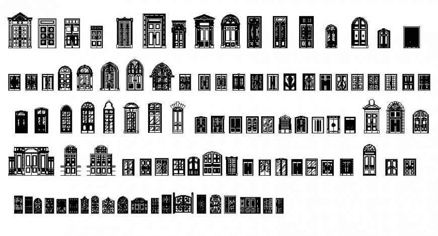 2d view of door design blocks elevation autocad software file