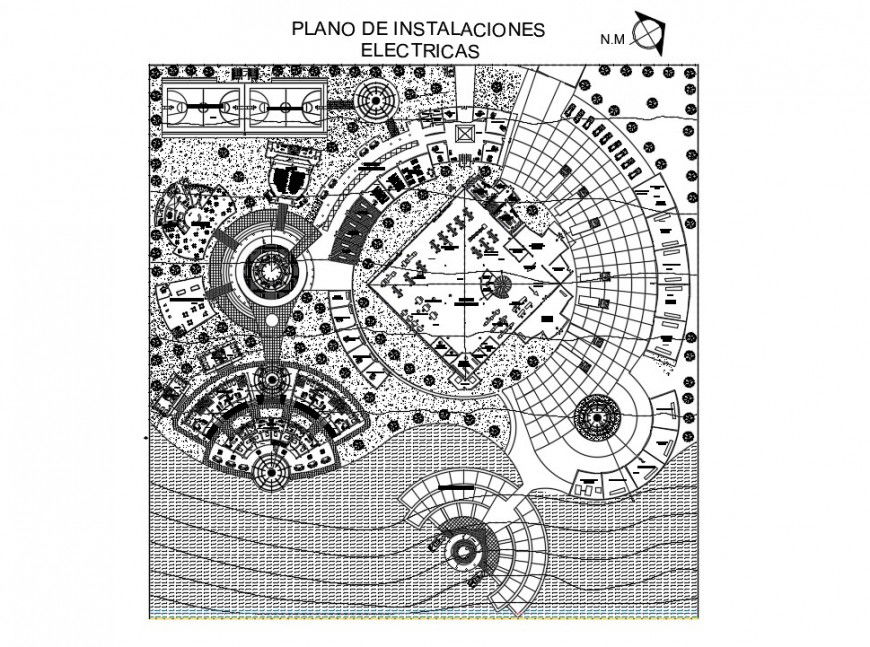2d view of electrical installation details in commercial building dwg files