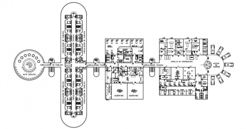 2d view of hospital building units floor layout dwg file