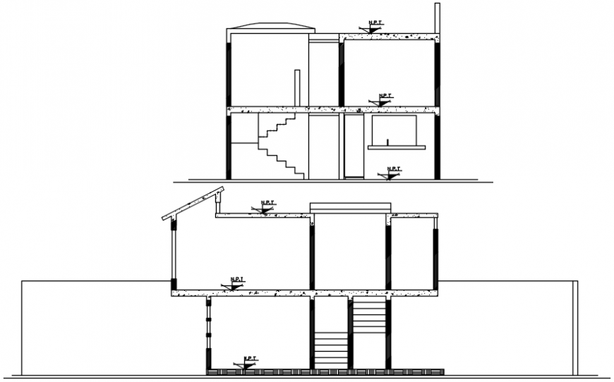 2d view of house section dwg autocad software file