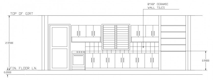 2d view of kitchen layout CAD drawings details in autocad file