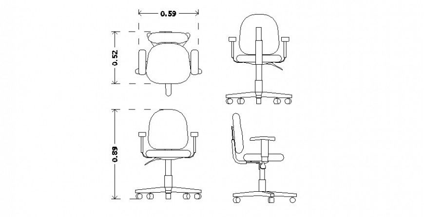 2d view of Movable chair CAD blocks layout autocad file