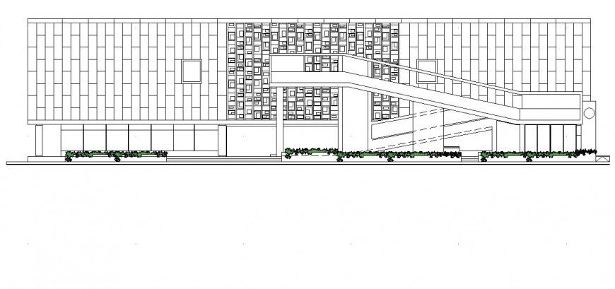 2d view of Multiplex theater building layout elevation autocad file