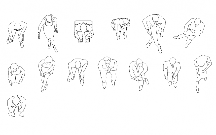 2d view of people CAD blocks detail elevation layout file