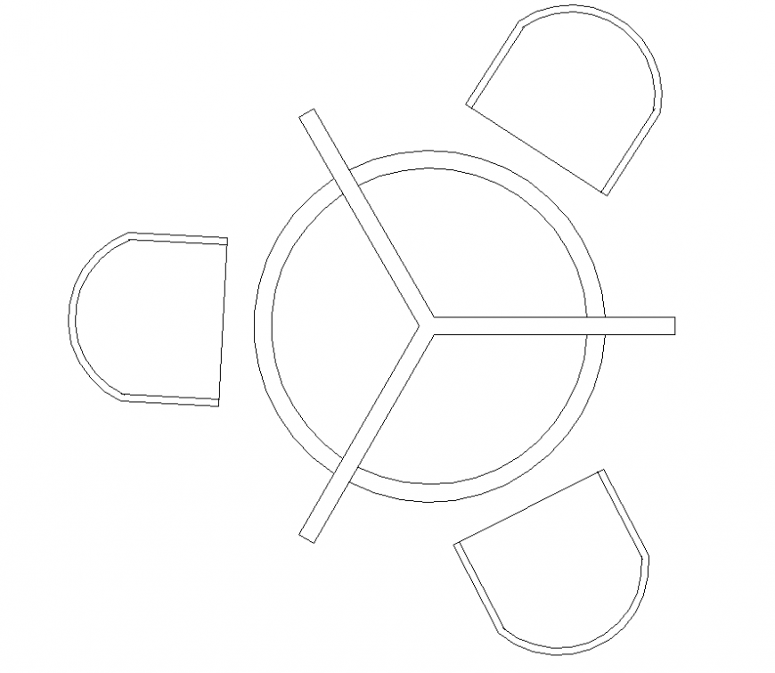 2D CAD Model of Round Glass Table | Furniture Elevation