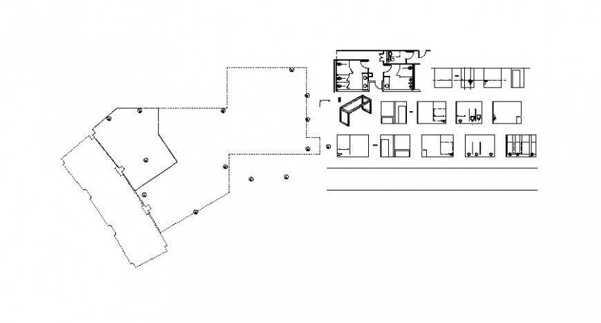 2d view of Sanitary toilet detail layout plan in autocad format