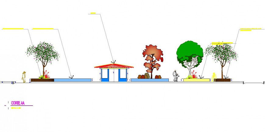 2d view of Sectional detail of garden layout file in autocad format