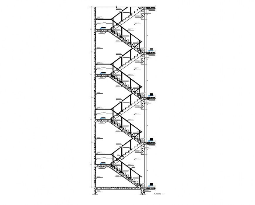 2d view of staircase elevation dwg autocad software file