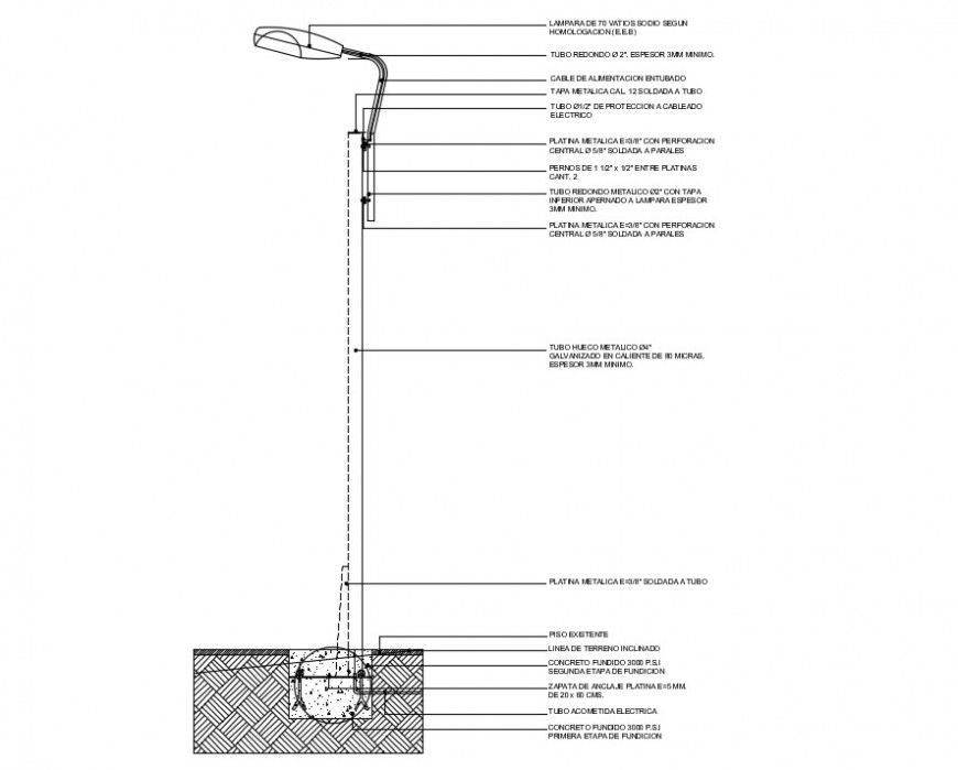 2d view of street light blocks section dwg AutoCAD file