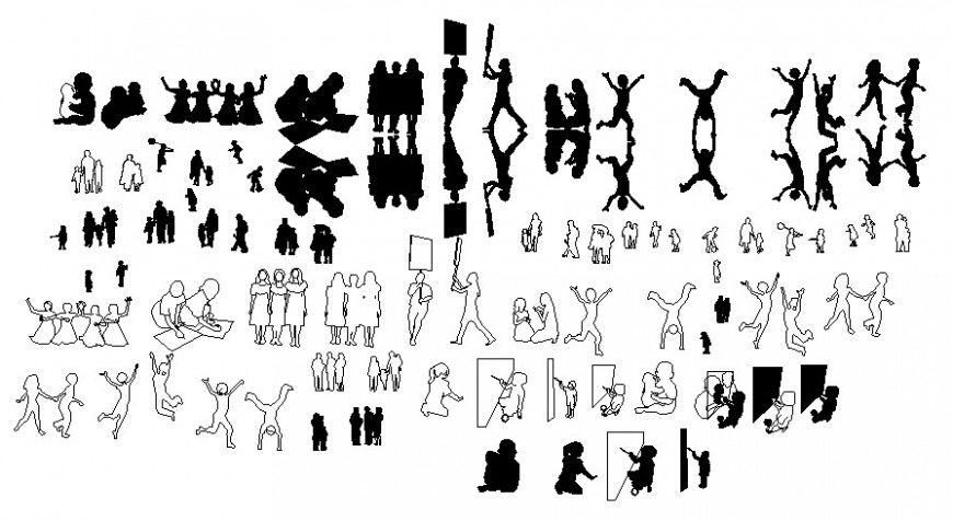 2d view people drawings elevation layout autocad file