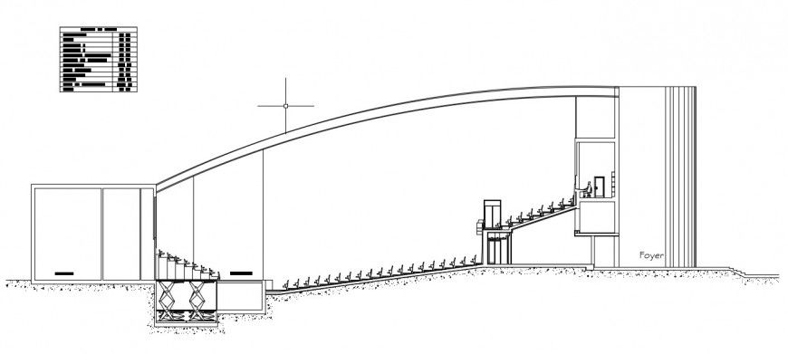 2d view sectional details of auditorium dwg autocad file