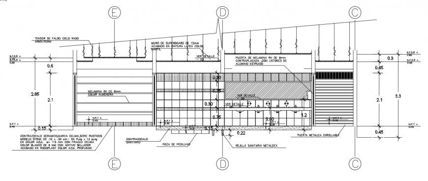 2d view sectional drawing details of sanitary public toilet dwg file