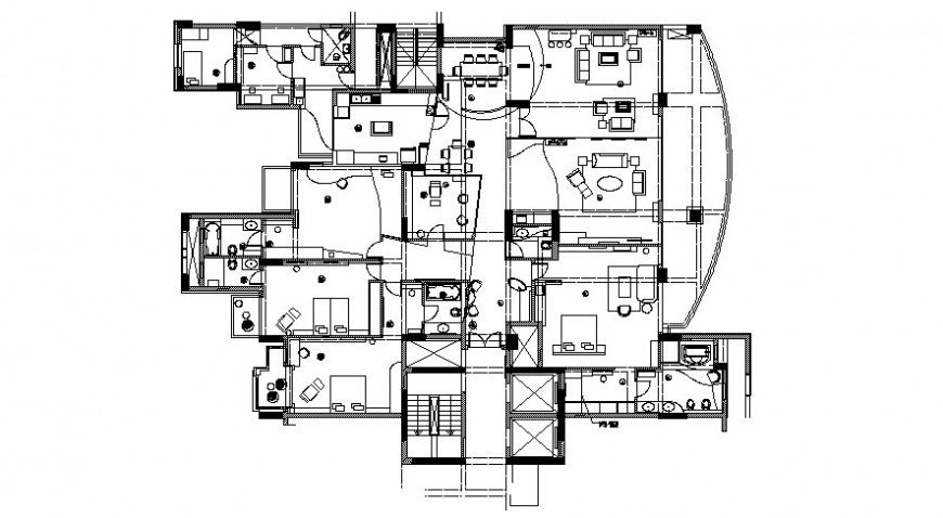 2d view work floor plan of residential housing units autocad software file