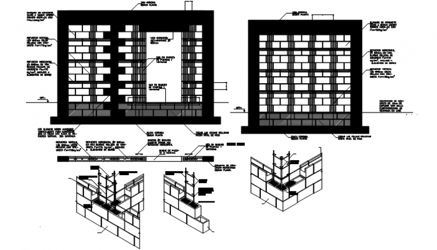 2d wall reinforced integral columns drawing