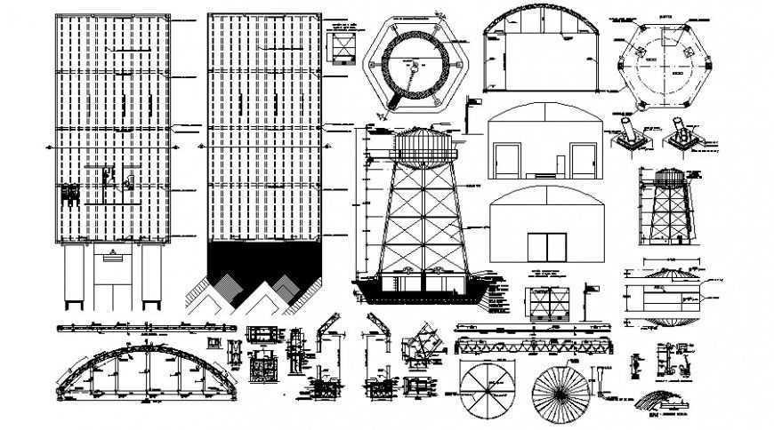 2d water tank detail view cad file