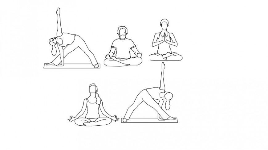 2D Yoga People DWG Blocks for AutoCAD Interior and Architecture