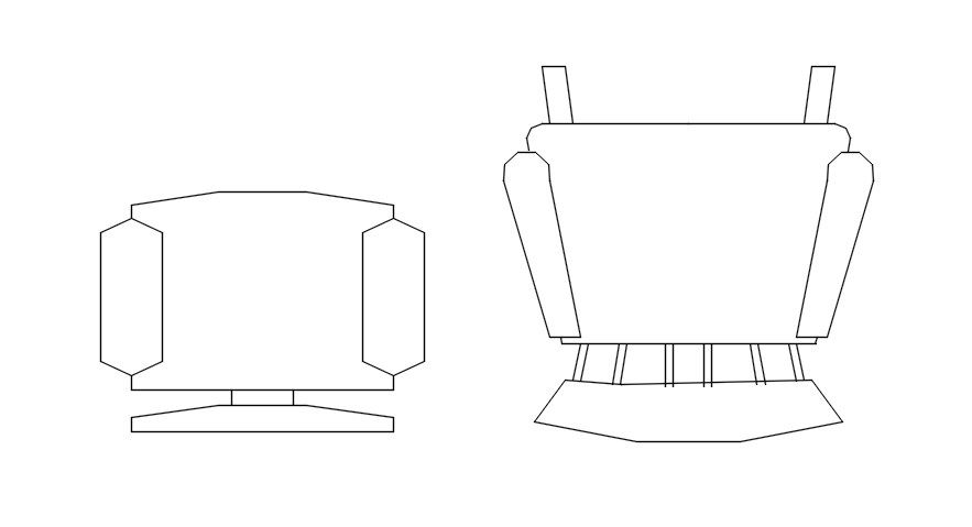 2d cad block plan of chair in AutoCAD, dwg file.