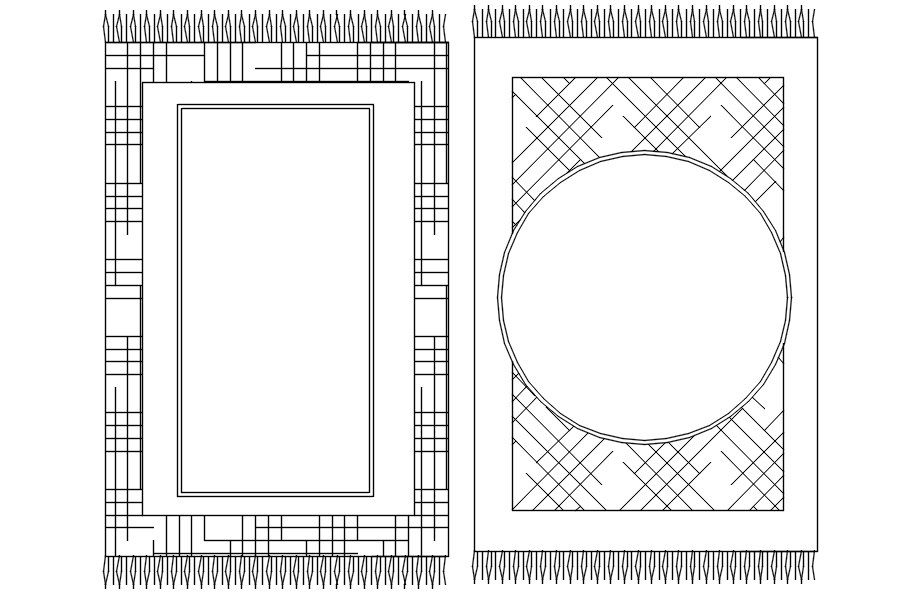 2d cad blocks of Rugs in AutoCAD, dwg file.