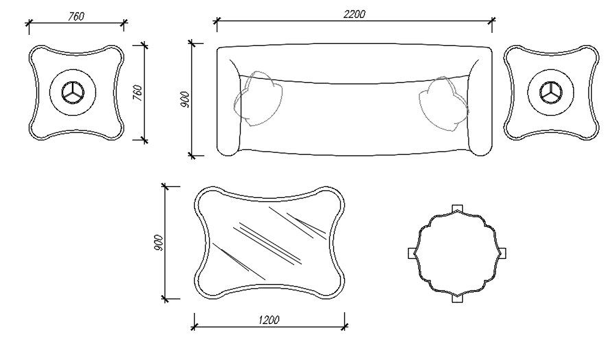 2d cad blocks of living room furniture in AutoCAD, dwg file.