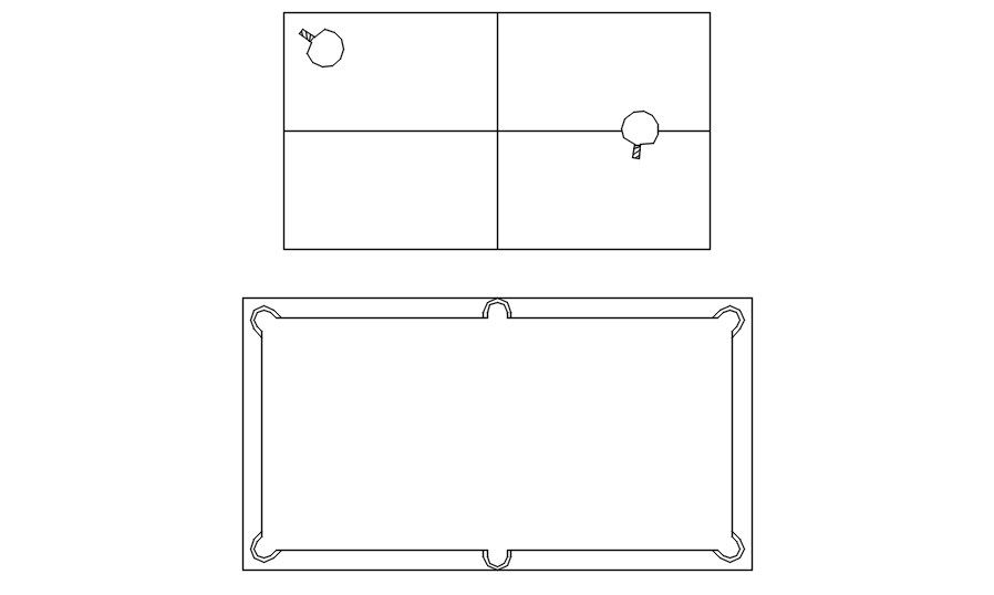 2d cad blocks of table tennis and pool table in AutoCAD, dwg file.