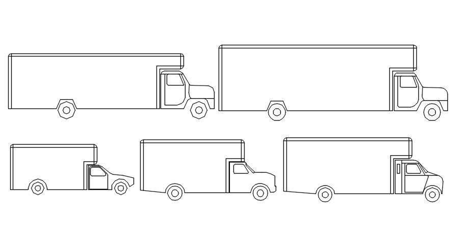 2d cad blocks of truck in AutoCAD, dwg file.